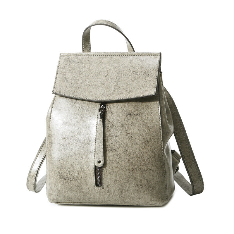 Silver backpack on a white background