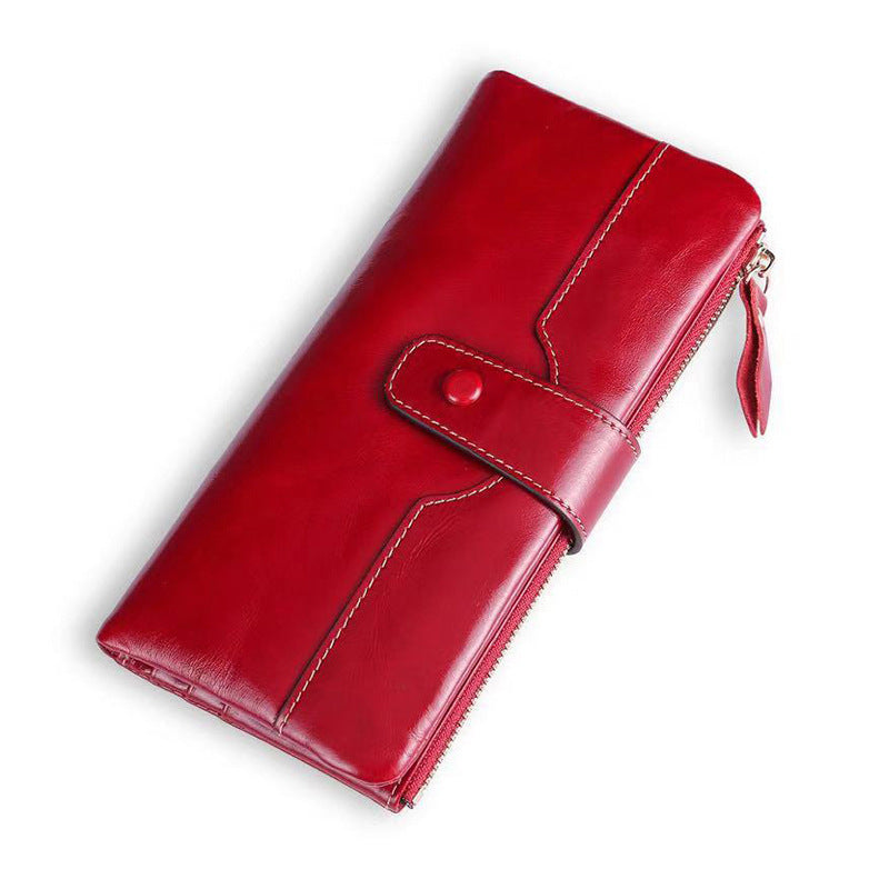 Red leather wallet on a white background