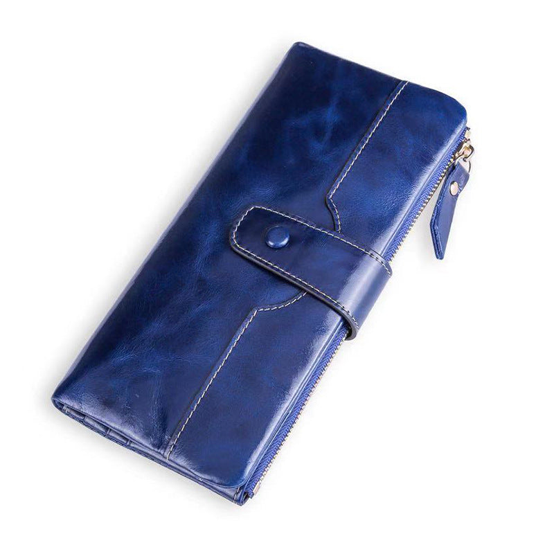 Blue leather wallet on a white background