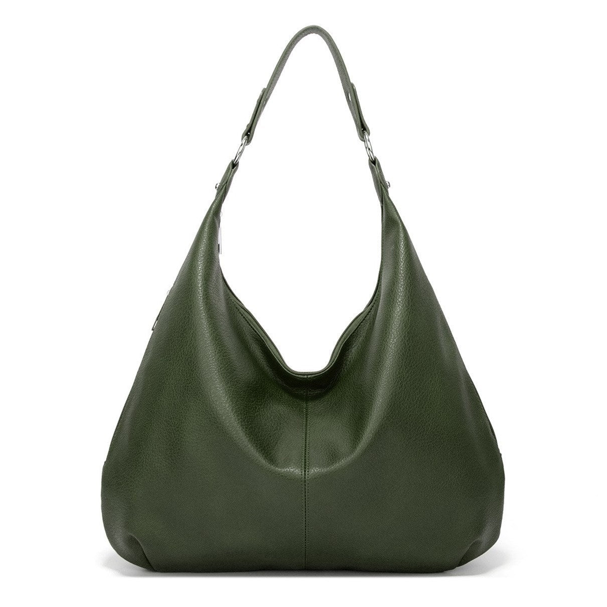 Green handbag on a white background