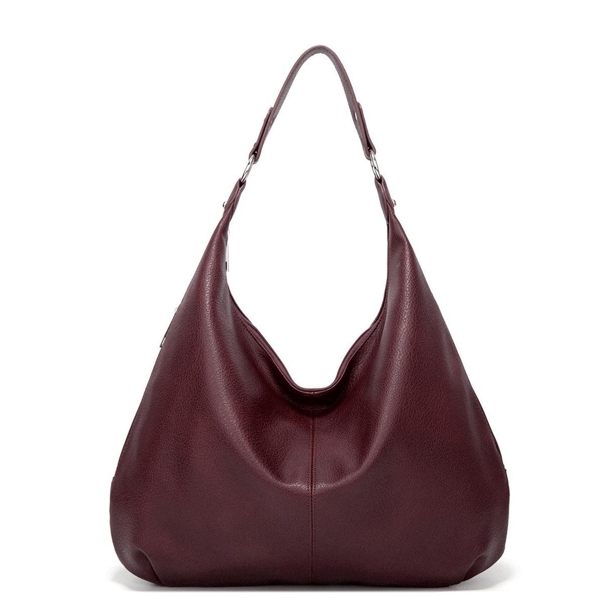 Maroon handbag on a white background