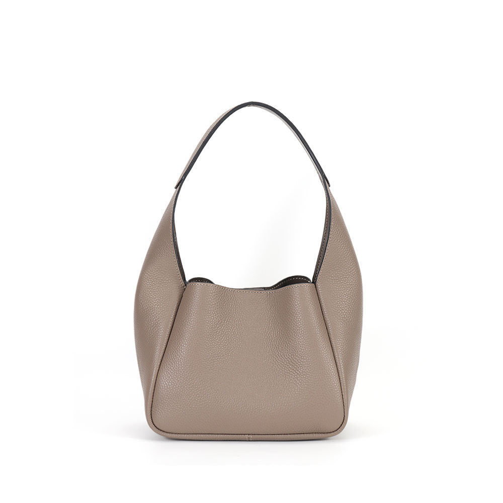 Beige handbag on a white background