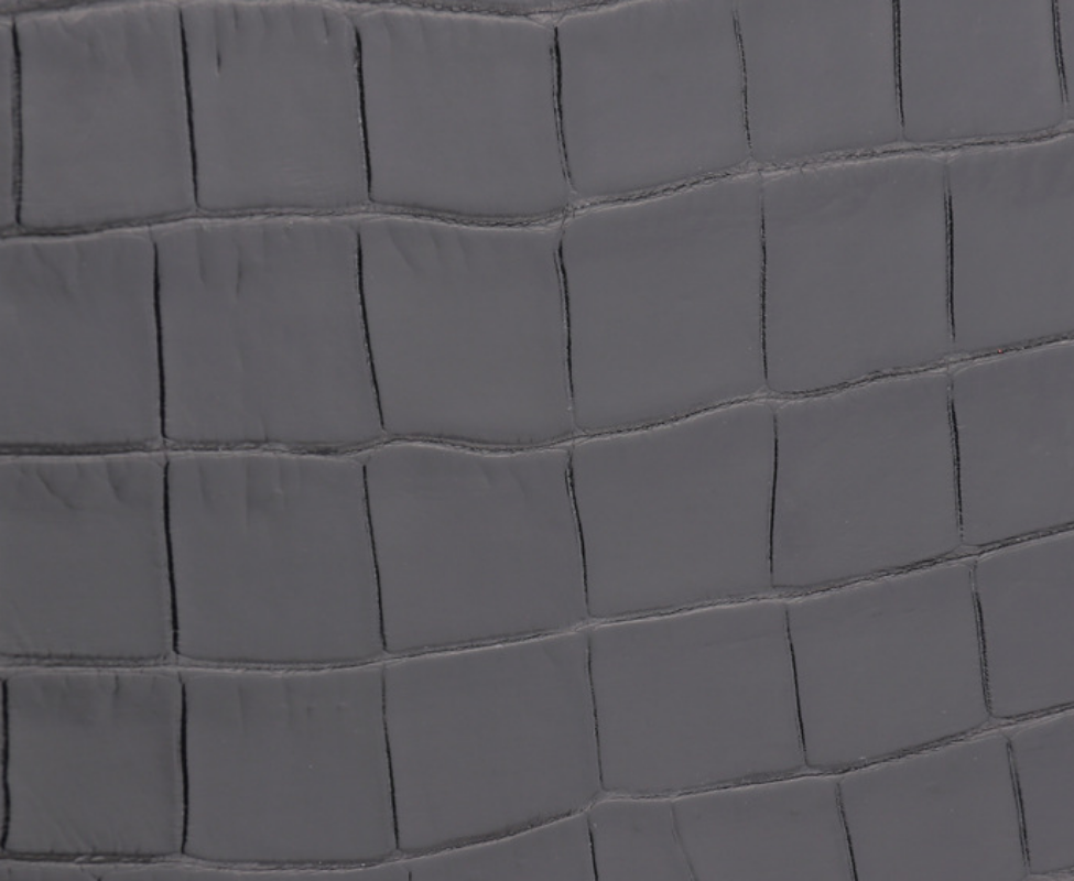 Close-up of a textured black croc leather