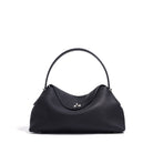 Black handbag on a white background