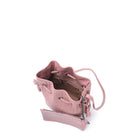 Pink handbag with a matching pouch on a white background
