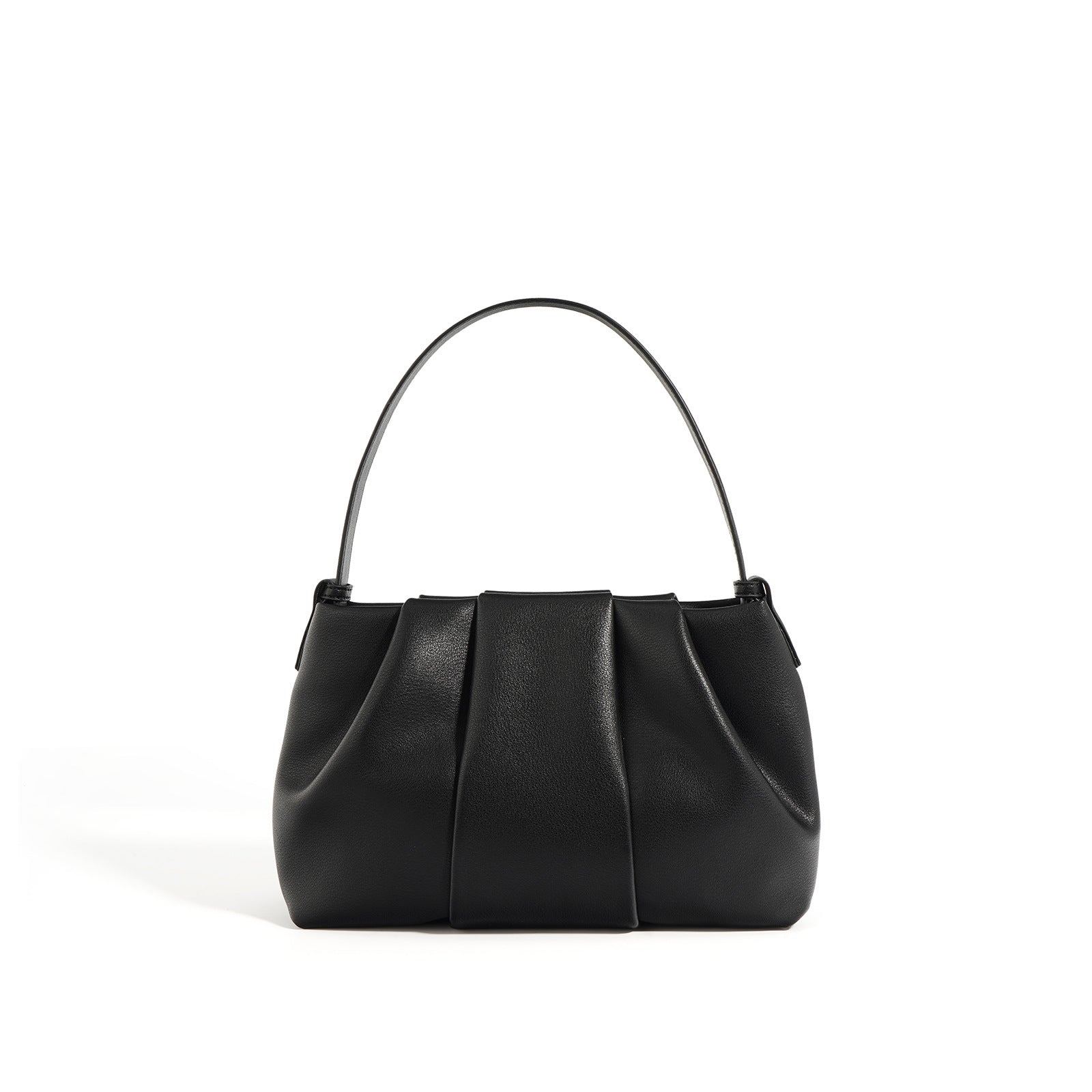 Black handbag on a white background