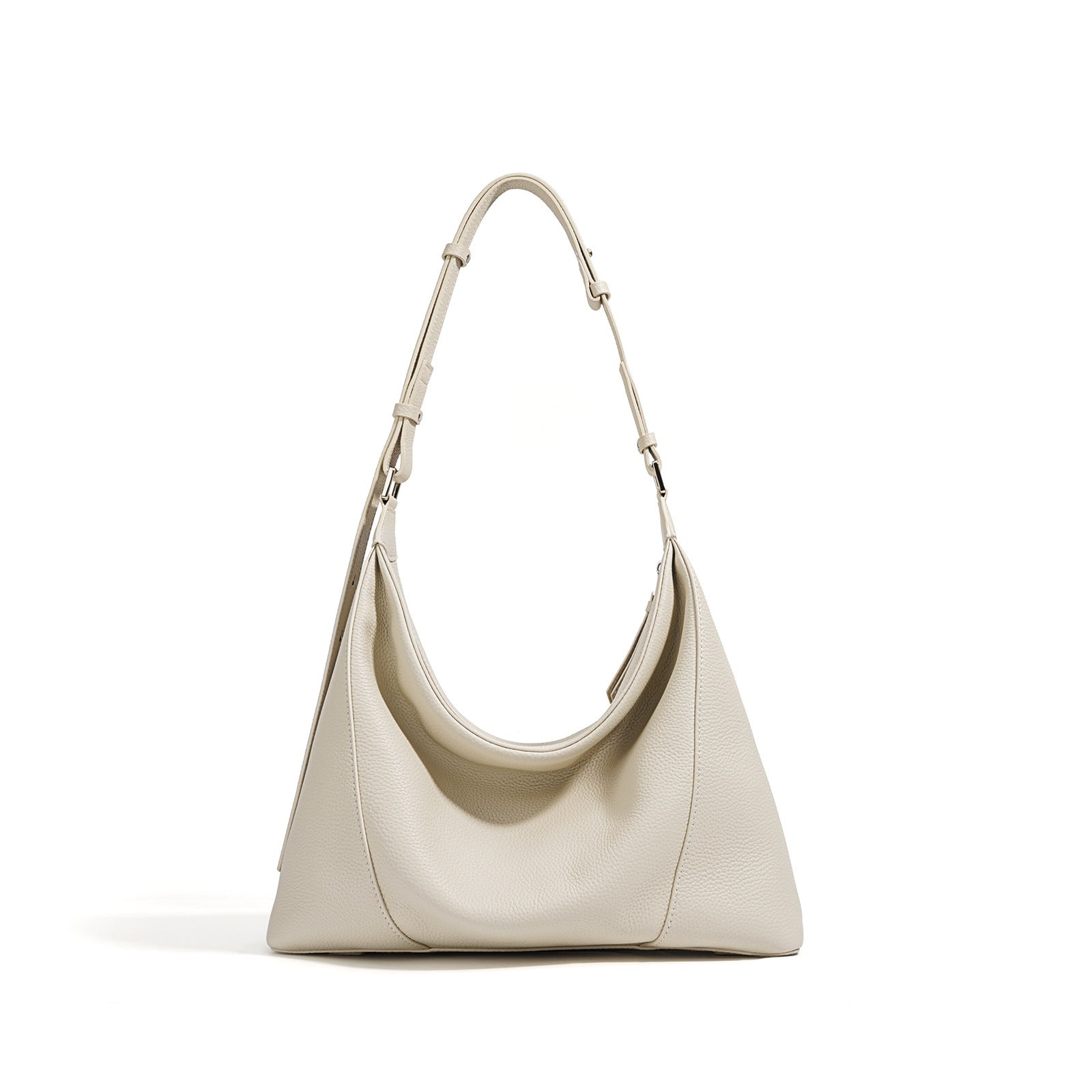Beige handbag on a white background