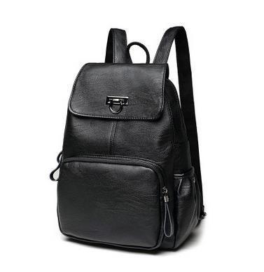 Black backpack on a white background