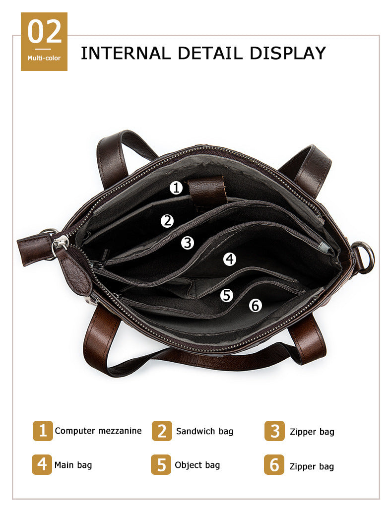 Genuine leather shoulder bag computer bag