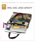 Multicolored bag with various items inside, labeled 'Small Size, Large Capacity'.