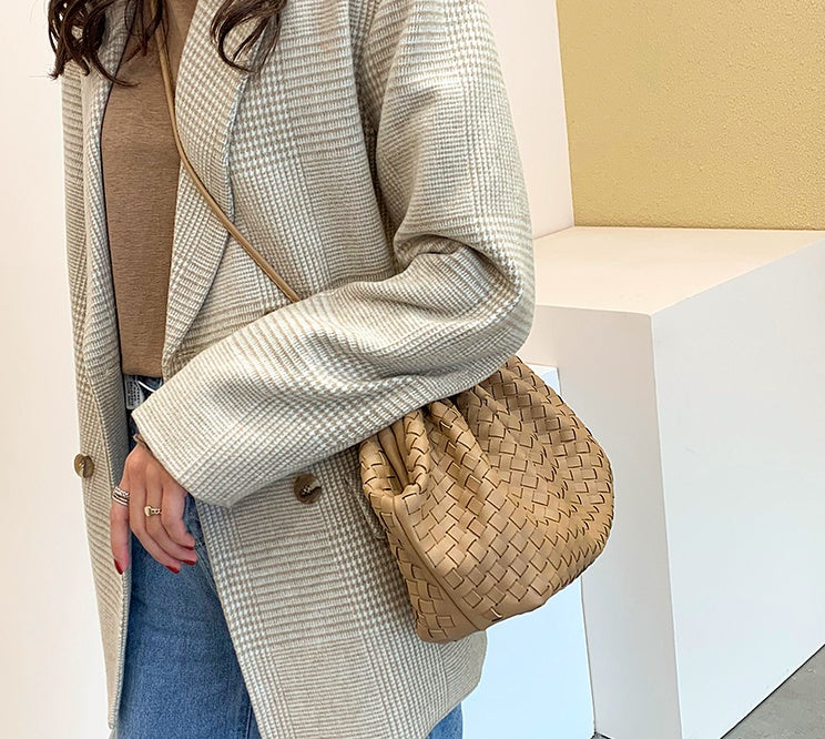 Soft Leather Weave Lady Handbags