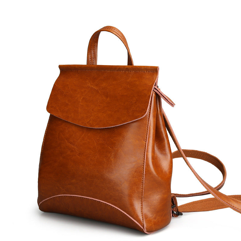 Fashion leather shoulder bag lady all-match Leather Backpack simple retro handbags handbags