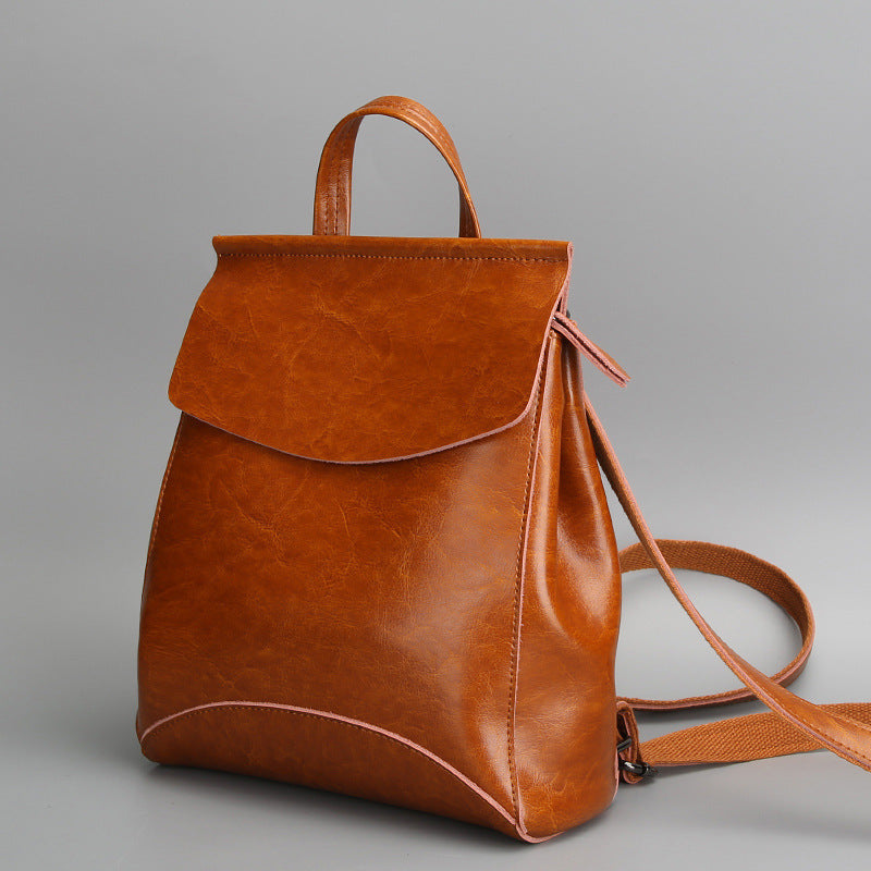 Fashion leather shoulder bag lady all-match Leather Backpack simple retro handbags handbags