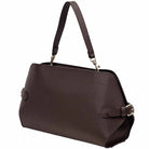 Brown handbag with a strap on a white background