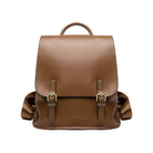 Brown leather backpack on a white background