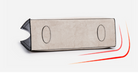 Metal blade with a red line indicating motion on a white background